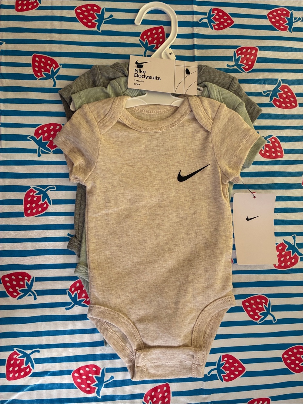 Nike Baby Neutral Heather Bodysuits - Gray, Green & Cream Tones - 3 Pack